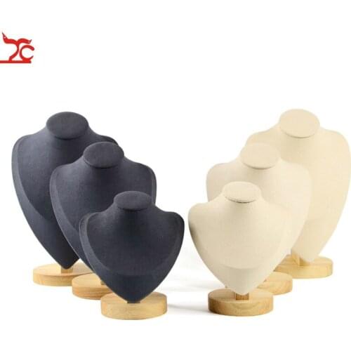 Wood Necklace Hodler Mannequin Jewelry Organizer Gray Beige Jewelry Display Stand Bust Rack Pendant Display