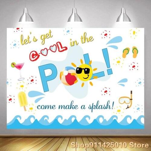 Summer Drink Ice Cream Swimming Pool Background Holiday Party Decoration Photography Studio 3D Digital Photo Customized Backdrop