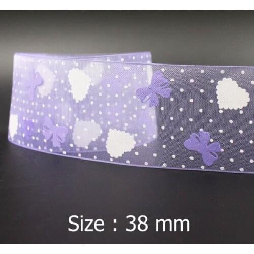 [IuBuFiGo] 1-1/2" Fancy Printed Organza Ribbon Bow 38mm Sheer Colorful Ribbon 100yard/lot Free shipping