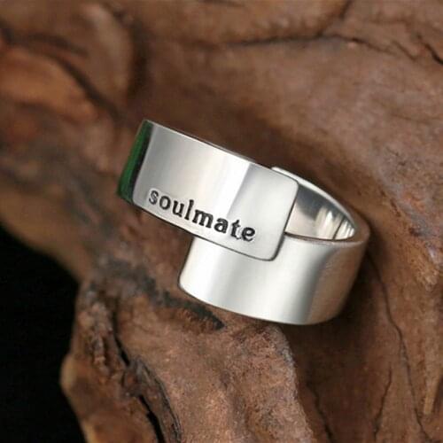 "soulmate" Couple Rings Personality Simple Silver Color Irregular Rings for Men Women Rings Unisex Jewelry Lovers Gift