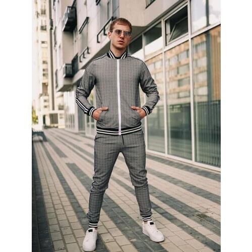3D Print Suit Male Pocket Fashion Men Tracksuit Sets Mens set New Colorful Plaid Men Casual Zipper Stand-up collarr Sportswear