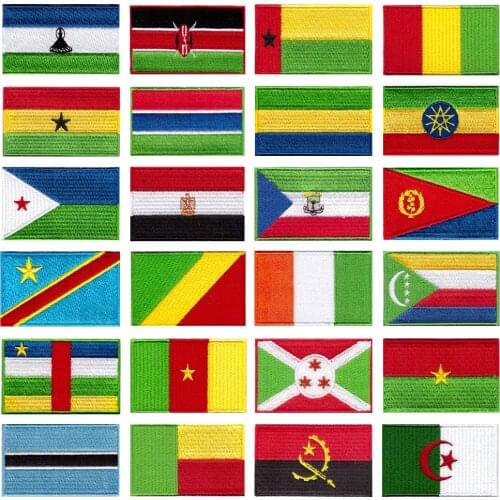 Clothing patches Embroidered patches Africa flag State Flag ceo-friendly handmade 3D embroidery patch for clothing patch