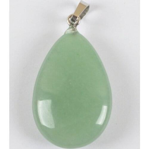 Natural Green Aventurine Stone Bead GEM Pendant Water-drop Fashion Jewelry For Gift S3053