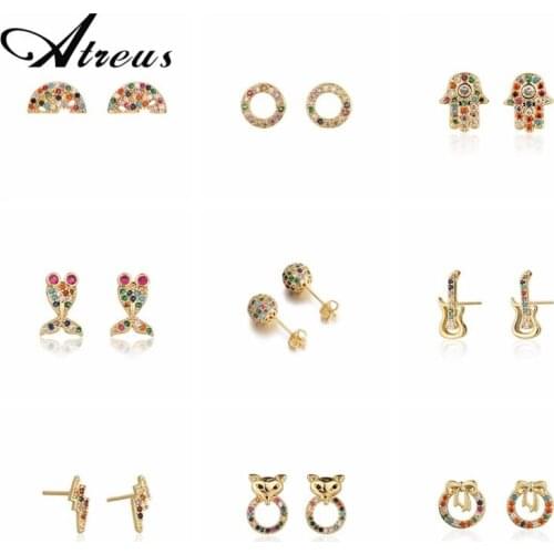 New Arrival Shiny Copper Micro Pave Zirconia Five-Pointed Star Stud Earrings Women Simple Fashion Wedding Jewelry Accessories