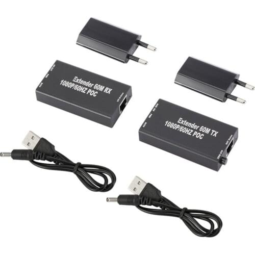 New 60m Hdmi-compatible Cable Extender Transmitter And Receiver Over Signle Rj45 Cat5e Cat6 Ethernet Sender & Receiver