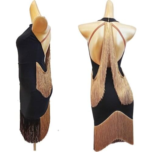 New Latin Dance Dress Women Sexy Backless Fringed Dress Latin Dance Performance Clothing Latin Dance Competition Dresses DN7904