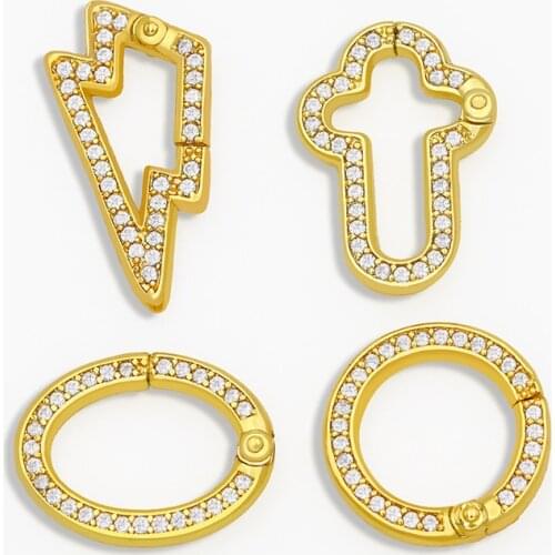 OCESRIO DIY Rainbow Supplies Fastener Round Carabiner Screw Lock Clasp Zirconia Accessories For Handmade Pendant Jewelry cspa021