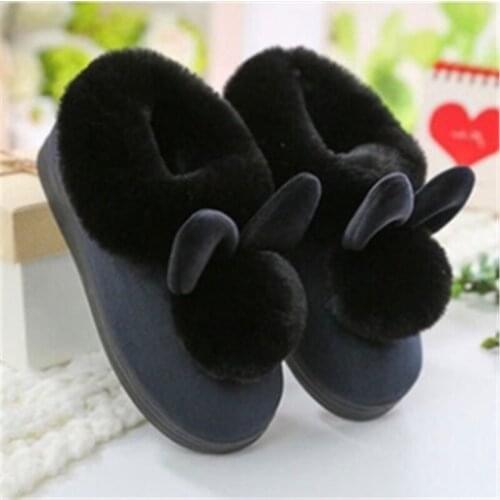 Autumn Winter Home Warm Thick Bottom Indoor Cotton Shoes Fur Rabbit Cotton Slippers Womens Slippers Cute Fluffy Cat Slippers