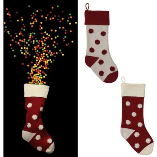 Autumn Cute Christmas Stocking Cute 3D Dot Xmas Socks Gift Candy Treat Bag Hanging Pendant Fireplace Xmas Tree Decor