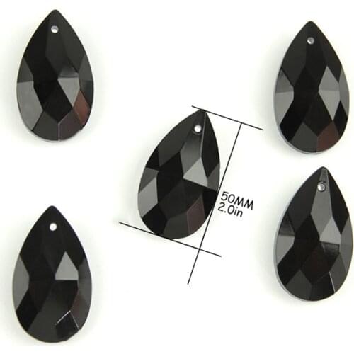 Hanging Crystals 50mm Black Teardrop Glass Pendants For Chandeliers Suncatcher Chandelier Crystal Ceiling Light Wedding