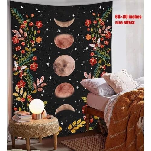 Psychedelic Moon Tapestry Starry Wall Hanging Room Flower Wall Carpets Dorm Decor Starry Sky Carpet Art Home Decoration