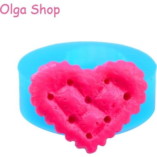 QYL005 24.7mm Heart Cookie Silicone Mold - for Dessert, Fondant, Sugarcraft, DIY Biscuit Baking, Resin, Candy, Chocolate, Soap