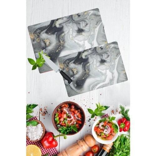 Gray Marble Looking Gold Gilded Glass Cutting Board Two Piece Antibacterial Glass Cutting Board 20x30 and 30x40-size