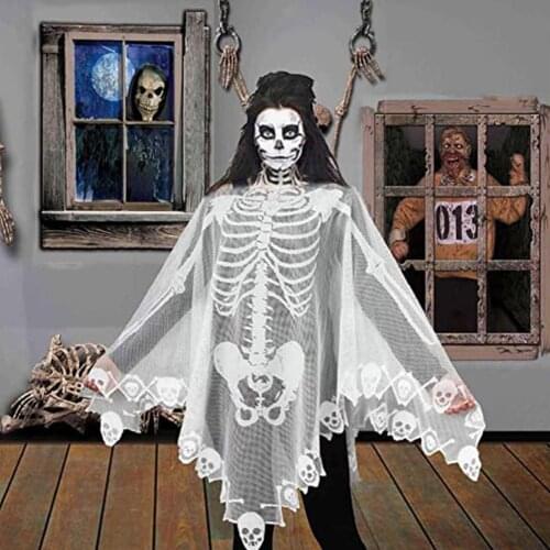 Halloween Props Adults Costumes Skeleton Shawl Poncho Cosplay Party Supplies Halloween Up Lace Decor Frame Horror Skull Dre M2L2