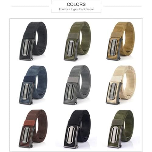Fashion Mens Belts Top Quality Jeans Pants Belts Durable Alloy Automatic Buckle Comfortable Canvas Trousers Belt For Men New