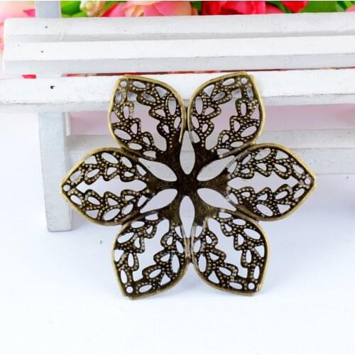 MIAOCHI Retail 4Pcs Antique Bronze Flower Wraps Connectors Metal Crafts Gift Decoration DIY 6.4x5.6cm F0450