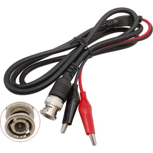 1Pcs BNC Male Plug to Dual Alligator Clips Crocodile Clip Coaxial Cable Oscilloscope Test Probe Wire Length 1Meter