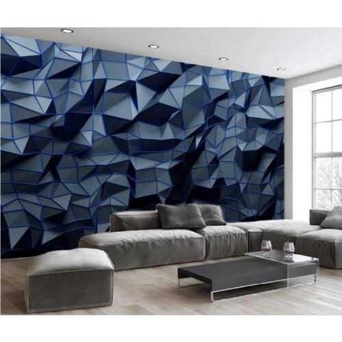 Blue wallpaper for walls 3 d for living room European retro abstract geometric background wall