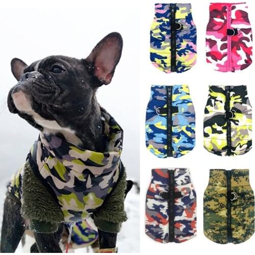 Waterproof Dog Clothes Winter Coat Pet Jacket Cotton Warm Camouflage Vest Coat For Small Dogs Puppy French Bulldog Clothing Ropa