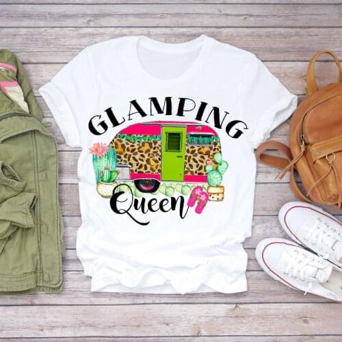 Women 2020 Summer Leopard Camper Queen Fashion Printed Lady T-shirts Top T Shirt Ladies Womens Graphic Female Tee T-Shirt