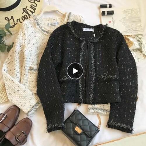 Tweed Jacket Custom Autumn / Winter Women jacket Coat long-sleeved Ladies Woolen Jackets autumn coat