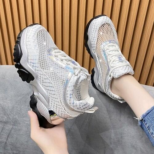 2021 Summer Women Wedge Sneakers Platform Fashion 8cm High Heels Casual Shoes Ladies Chunky Vulcanized Shoes Woman Thick Soled