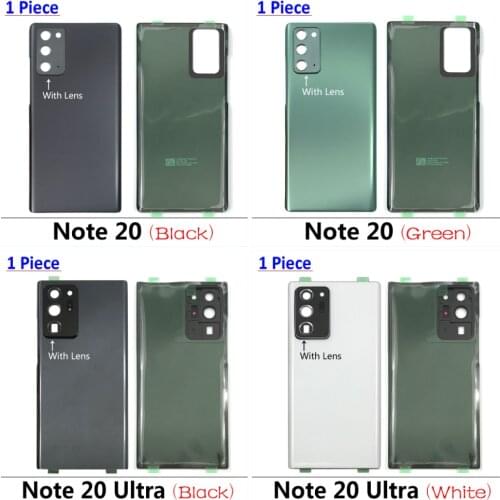 10PCS Back Battery Glass Cover Replacement Part With Camera Glass Lens For Samsung Galaxy Note 20 / Note 20 Ultra