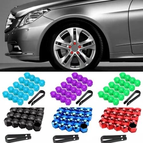 20Pcs 17mm 19mm 21mm Wheel Nut Bolt Head Cover Cap Protective Bolt Caps Exterior Decoration Protecting Bolt Rims Silver