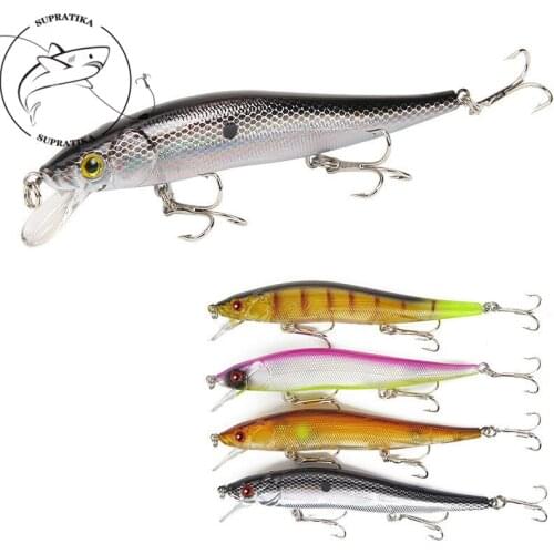 4Pcs/lot 115mm 15g Isca Artificial Plastic Lifelike Minnow Wobbler Crankbait With 3 Treble Hooks For Sea Fishing Bait Lure Pesca