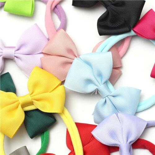 33 colors Baby girl Nylon Headwrap Ribbon Bow Newborn Hairbows infant Headbands Bebes Gros Grain Bowknot with Elastic Hairband