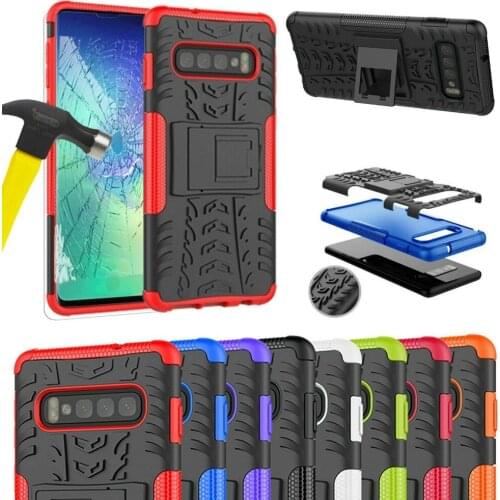 For Samsung Galaxy S10 / S10 Plus Case Heavy Duty Rugged TPU+PC Silicone Armor Shockproof Kickstand Cover For S10e Coque Fundas