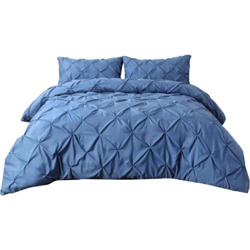 Blue Duvet Cover Set Pinch Pleat Single Queen King Size Bed Clothes Bedding Sets Luxury Home Use Pillowcases