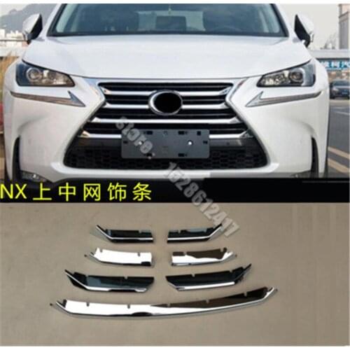 For Lexus NX200 NX300h NX200t 2014-2016 Car styling ABS Chrome Front Grille Around Trim Racing Grills Trim