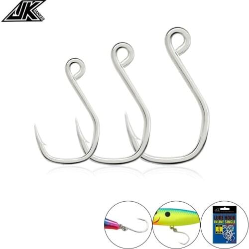 JK LHIS 1# 2# 4# 6# High Carbon Steel Sea Fishhook Accept Custom Inline Single Lure Hook