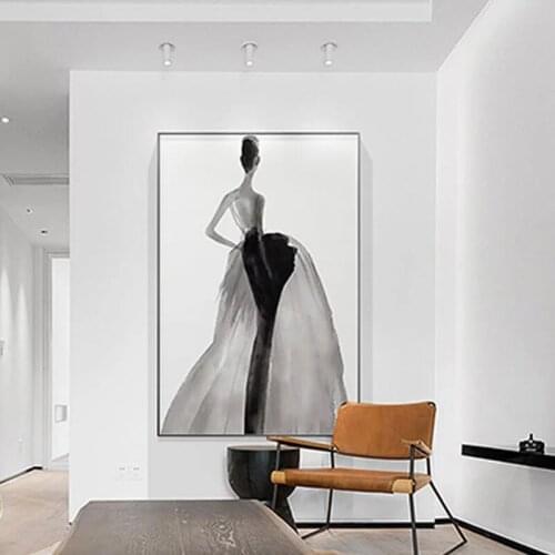 Canvas Painting Modern Minimalist Print Pictures for Home Design Black and White Beauty Wall Art Poster Living Room Aisle Decor