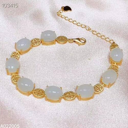 KJJEAXCMY Fine Jewelry 925 Sterling Silver inlaid white jade women hand bracelet popular support detection