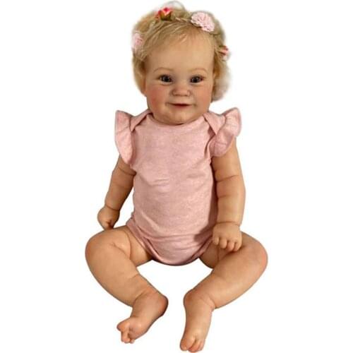 60CM/50CM Reborn Toddler Popular Maddie Cute Girl Doll with Rooted Blonde hair Soft Cuddle Body High Quality Handmade Doll