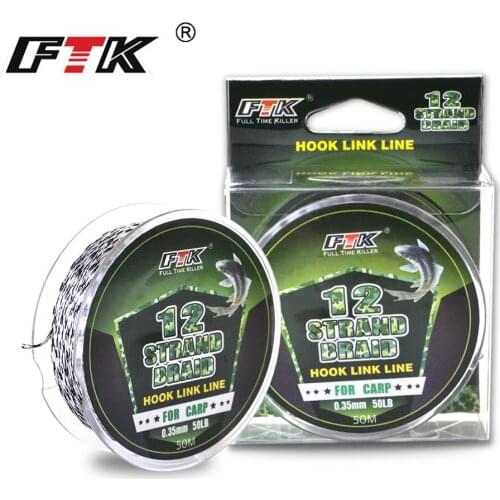 50m 12 Strands Leader Hook Line Link For Carp PE Braided Line Hair Rigs 30 40 50LB Carp Fishing Line Accessories