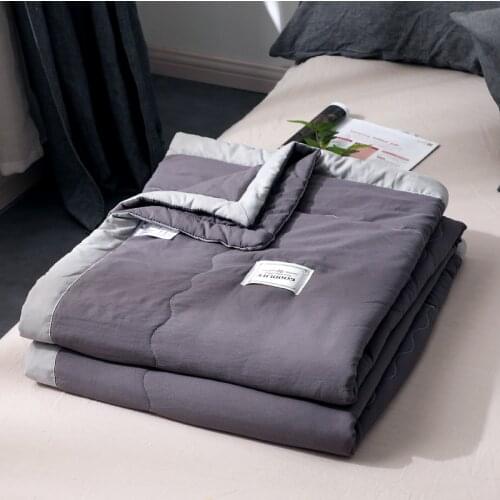 Plaid Summer Air Conditioning Comforter Skin-friendly Wash Cool Thin Quilt Breathable Comfortable Simple Blanket For Adults