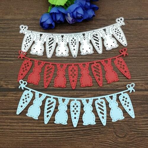 Rabbit Carrot Banner Flag Metal Cutting Dies Stencil Scrapbooking Photo Album Card Paper Embossing Craft DIY