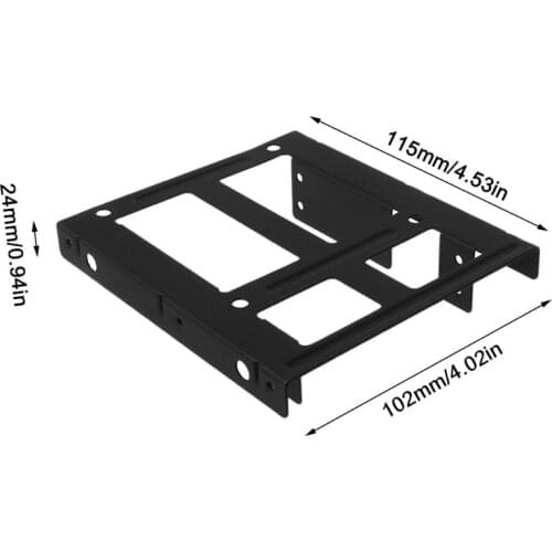 Black Metal Dual 2.5" to 3.5" Hard Drive Bay Mounting Bracket 2x2.5" to 3.5" HDD/SSD Mounting Bracket Caddy with Screws