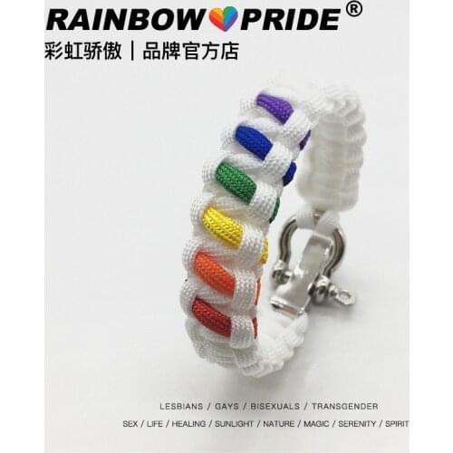 Nepal Rainbow Outdoor Hand Rope Adjustable Buckle Umbrella Rope Bracelets For Women Girls Pride Men Couple Friendship Jewelry