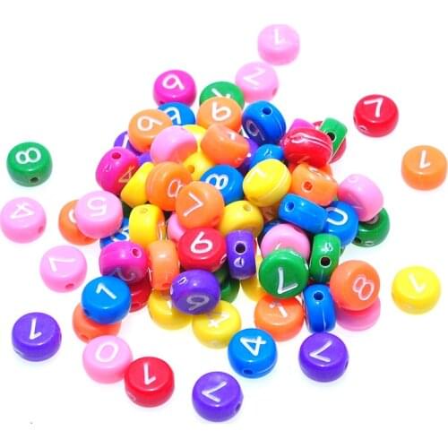 Newest Mix Colors Acrylic Number Beads 4*7mm 3600pcs Flat Coin Round Shape Plastic Alphabet Jewelry bracelet Spacer Beads