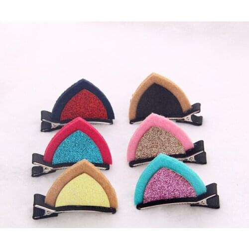 New 2pcs/lot Stereo Double Cat Ear Clip With Sequins Ears Kids Hair Clip Sweet Of Fan Cute Shape Hairpins Children Accessories