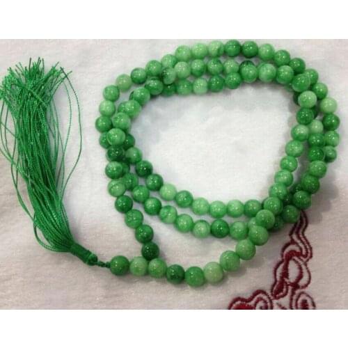 New 8mm Natural Green Jade Tibet Buddhist beliefs 108 Prayer Beads Mala Necklace