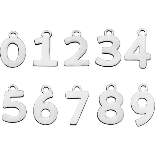 New Arrival Stainless Steel Floating Arabic Numerals Charm Pendants for Bracelet Necklace DIY Jewelry Making