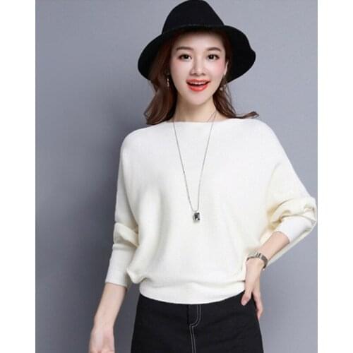 Autumn Solid Womens Sweater Loose Batwing Sleeve Female Jumpers Casual Short O-Neck Ladies Pullovers for Outwear Woman Sweater