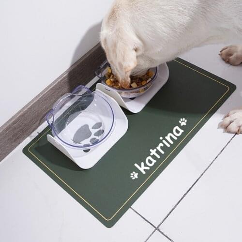 Personalized Dog Bowl Feeder Mat Waterproof Pet Feeding Mat For Dogs Cats Custom Name Pet Food Pad Placemat Dog Accessories