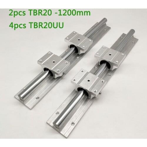 Support Linear rails Assemblies 2pcs TBR20 -1200mm with 4pcs TBR20UU Bearing blocks for CNC Router