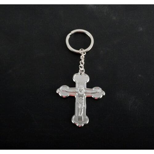 Religious orthodox church big cross key chain jewelry gift key chain orthodox cross key jesus buckle pendant held